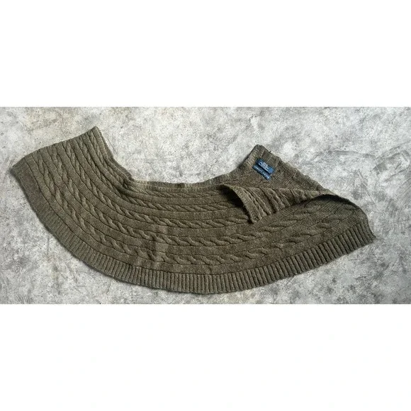 Polo Ralph Lauren Alpaca Wool Scarf Shawl Vintage Classic Ribbed Knit Army Green - Picture 4 of 7